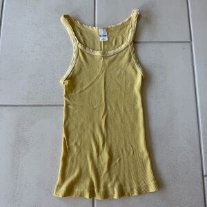 Re/Done Hanes Ribbed Tank Size XS Yellow